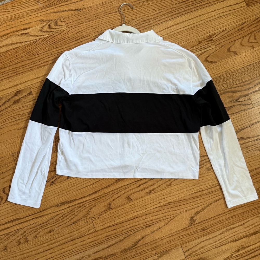 THEORY Crop Rugby Shirt – White/Black – Size M ✨ - Picture 7 of 10